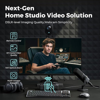 NearStream VM20 4K USB Streaming Camera with 40X Hybrid Zoom/8 Noise-Canceling Mics/Remote Control, HDMI/USB/RJ45 Output, Multi-Cam Ready, for Education,Conference,Worship & Live Event, OBS/Zoom,Black