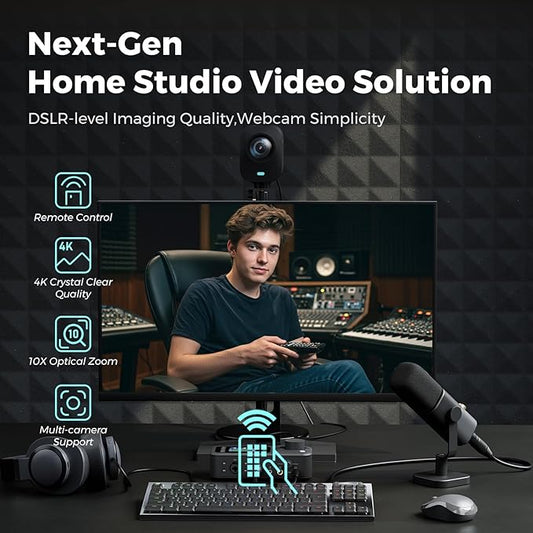 NearStream VM20 4K USB Streaming Camera with 40X Hybrid Zoom/8 Noise-Canceling Mics/Remote Control, HDMI/USB/RJ45 Output, Multi-Cam Ready, for Education,Conference,Worship & Live Event, OBS/Zoom,Black