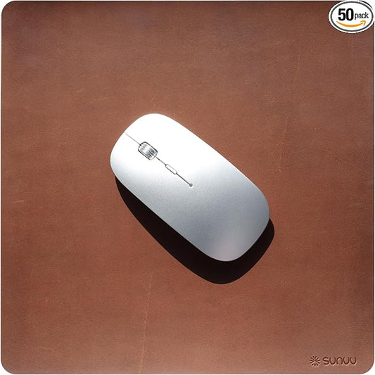 Mouse Pad- Premium Full Grain Genuine Genuine Leather-Handmade with Cowhide Crazy Horse Leather- Suitable for Working from Home or in the Office-Square 9.8x9.8in -Vintage Brown