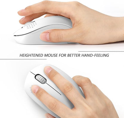seenda Wireless Mouse for Laptop, 2.4G Noiseless Mouse with USB Receiver - Optical Tracking Portable Computer Mice for Chromebook, PC, Tablet, Windows System, 24 Months Battery Life - Pure White
