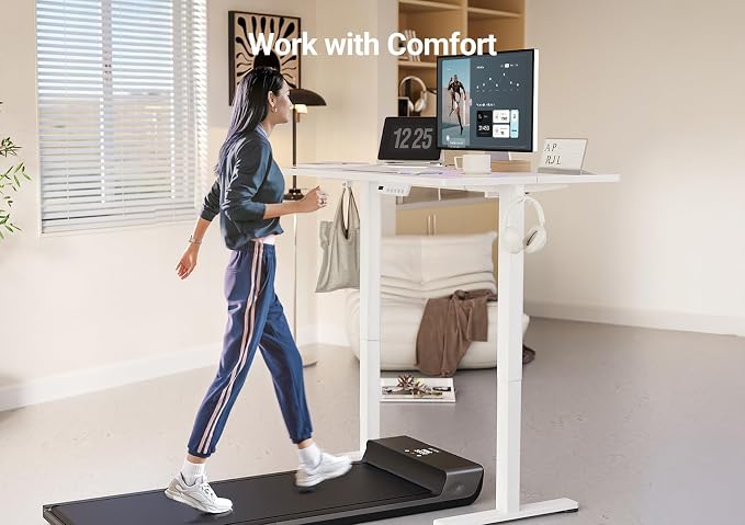 YDN Electric Standing Desk Adjustable Height, 35 x 20 Inches Stand up Desk with Cable Management, Home Office Desks with Splice Board & White Frame, White Top