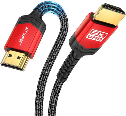 JSAUX Short HDMI Cables 3FT 2-Pack HDMI 2.1 48Gbps 10K 4K Ultra High Speed Cord (8K@60Hz 7680x4320, 4K@120Hz) eARC HDR10 HDCP 2.2 & 2.3 3D, Compatible with PS5/PS4/X-Box/Roku TV/HDTV/Blu-ray/LG