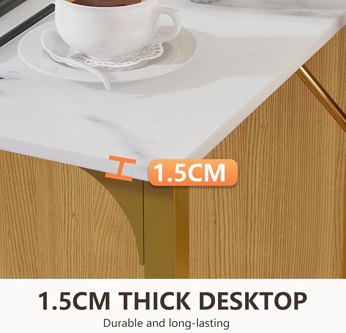 BestOffice Computer Desk,Home Office Desk, Modern Simple Style for Home Office Study Writing (Gold, 63 Inch)