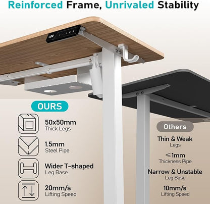 35" Electric Standing Desk Adjustable Height, Small Sit Stand Desk for Home Office & Computer Workstation, Compact Work Desk with Cable Management (Light Walnut)