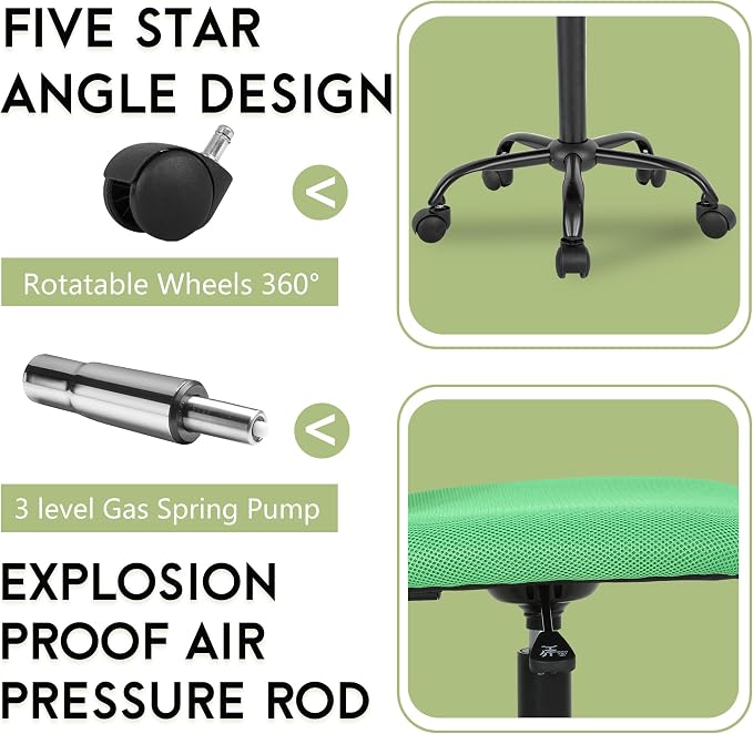 BestOffice Ergonomic Office Chair Desk Chair Mesh Computer Chair Armless Back Support Modern Executive Rolling Swivel Chair with Lumbar Support(Green)