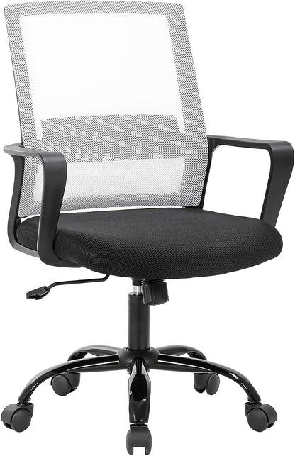 BestOffice Computer Chair Office Chair Cheap Desk Chair Swivel Rolling Ergonomic Executive Lumbar Support Task Mesh Chair Adjustable Stool for Home Office, White