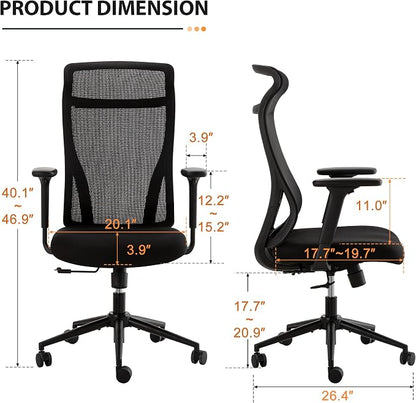 Qulomvs Mesh Ergonomic Office Chair Home Office Desk Chair with Headrest Height Adjustable Computer Executive Desk Chair with Wheels 360 Swivel Task Chair