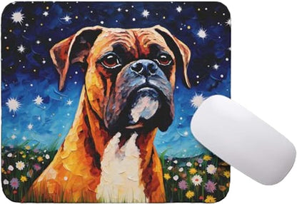 Starry Night Boxer Dog Mouse Pad for Computer Laptop Home Office Gaming Working Desk Desktop Accessories Non-Slip Rubber Mouse Pad for Dog Lovers (Boxer)