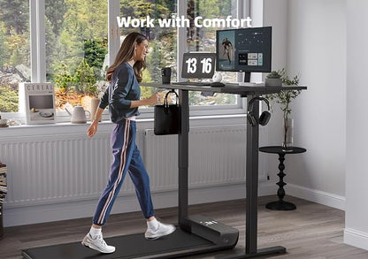 YDN Electric Standing Desk, 55 x 24 Inches Adjustable Height Stand up Desk with Cable Management, Home Office Desks with Splice Board & Frame, Black Top