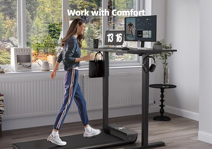 YDN Electric Standing Desk, 40 x 24 Inches Adjustable Height Stand up Desk with Cable Management, Home Office Desks with Splice Board & Frame, Black Top