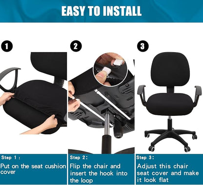 Smiry Stretch Jacquard Office Computer Chair Seat Covers, Removable Washable Anti-dust Desk Chair Seat Cushion Protectors - Ocean