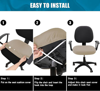 Smiry Printed Office Computer Chair Seat Covers, Stretch Fit Universal Desk Rotating Chair Cover Washable Removable Seat Cushion Protectors - Taupe