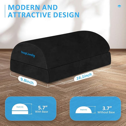 StepLively Foot Rest for Under Desk at Work, Comfortable Foot Stool with 2 Adjustable Heights, Footrest with Washable Cover, for Back & Hip Pain Relief, Suitable for Office, Home and Car (Black)