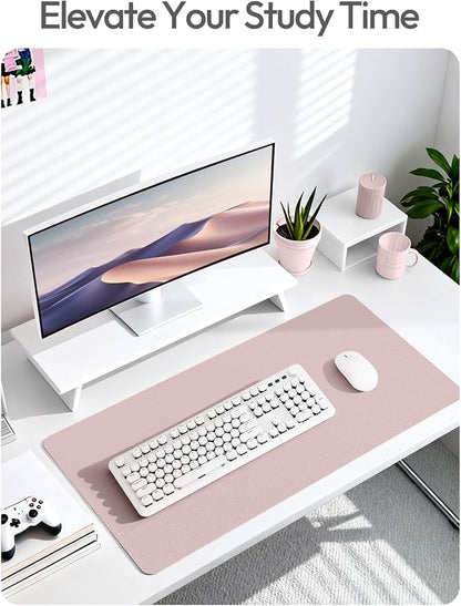 YSAGi Leather Desk Protector, Office Mat, Large Mouse Mat, Non-Slip PU Leather Blotter, Laptop Pad, Waterproof Writing Pad for Office and Home (Grayish Lavender, 35.4" x 17")