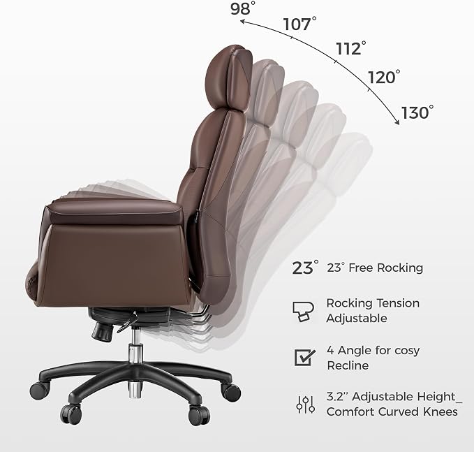 EUREKA ERGONOMIC Royal Ergonomic Office Chair Executive Desk Chair, Microfiber Leather High Back Executive Chair Comfy Ergonomic 360° Swivel with Lumbar for Home Workshop- Brown