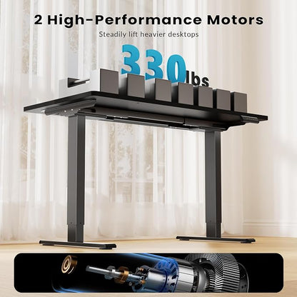 GallopFun Dual Motor Electric Standing Desk Frame for 43.3 to 70.8" Table Tops, 330lbs Weight Capacity,Ergonomic Standing Height Adjustable Base with Memory Controller,Black Frame Only