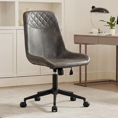 DUHOME Modern PU Leather Office Chair Desk Chair Swivel Computer Chair Grey