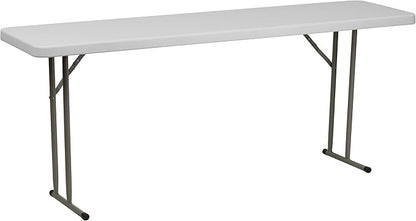 Flash Furniture Kathryn 6' Rectangular Plastic Folding Table, Long Plastic Foldable Table for Indoor/Outdoor Events, White