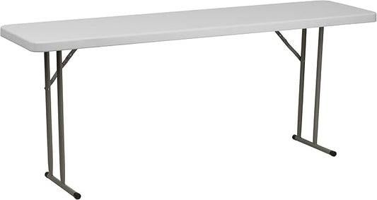Flash Furniture Kathryn 6' Rectangular Plastic Folding Table, Long Plastic Foldable Table for Indoor/Outdoor Events, White