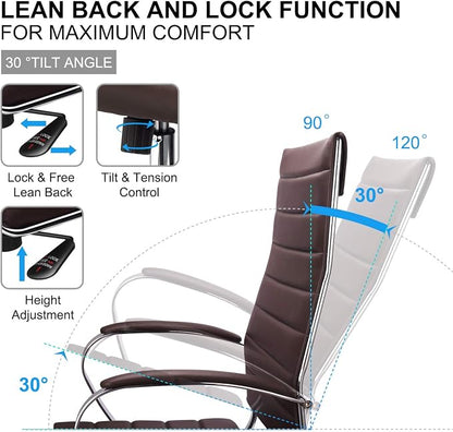 Ergonomic Office Chair, High Back Executive Desk Chair in Vegan Leather with Lumbar Support, Adjustable Manager Chair for Home Office with 320ib (Brown)
