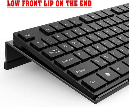 KOTEMON Acrylic Tilted Computer Keyboard Stand for Ergonomic Typing, Keyboard Tray Holder with Silicone Non-Slip Case, Black