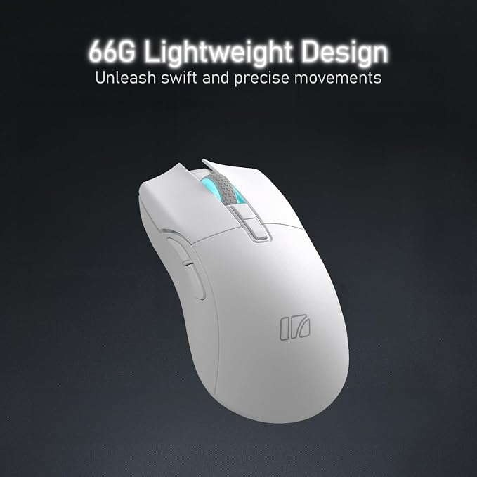 i-rocks iRocks IRM31R RGB Backlight, Wireless Lightweight Gaming Mouse, Tri-Mode Connection, Kailh GM8.0 Mouse Switches, Advanced PixArt PAW3395 Optical Sensor, Resolution Up to 26,000 DPI - White