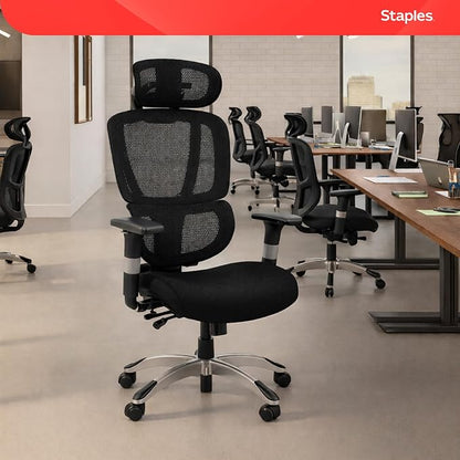 STAPLES Ergonomic Task Chair, Mesh, Ergonomic, Lumbar Support, Swivel, Black