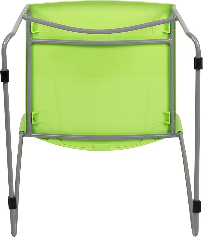 Flash Furniture HERCULES Series 661 lb. Capacity Green Stack Chair with Air-Vent Back and Gray Powder Coated Sled Base