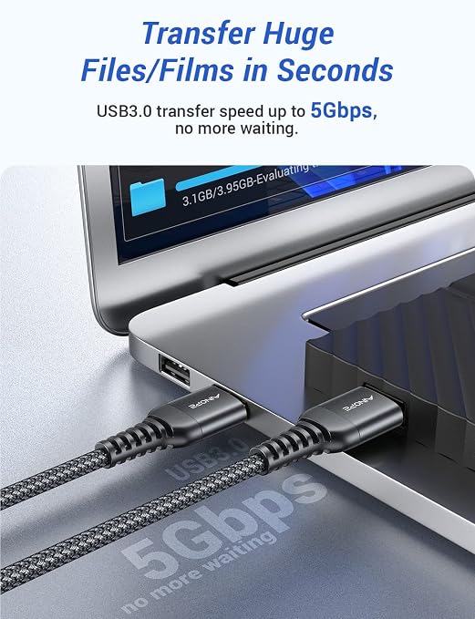 AINOPE USB to USB Cable, 6.6FT*1Pack USB 3.0 A to A Male to Male Cable [Never Rupture] Double End Type A Cord for Data Transfer, Compatible with Hard Drive Enclosures, Laptop Cooler, KVM, DVD Player
