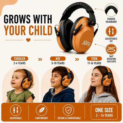 Jozy Noise Canceling Headphones for Kids, SNR 26dB Ear Protection for Autism, Sound Proof Sensory Muffs for Hearing, Concerts