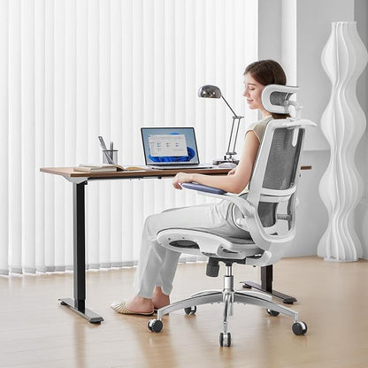 SIHOO M59AS Ergonomic Office Chair, Desk Chair with 3D Flip-up Armrests, Computer Chair with Dual Back Design and Adaptive Dynamic Lumbar Support Grey
