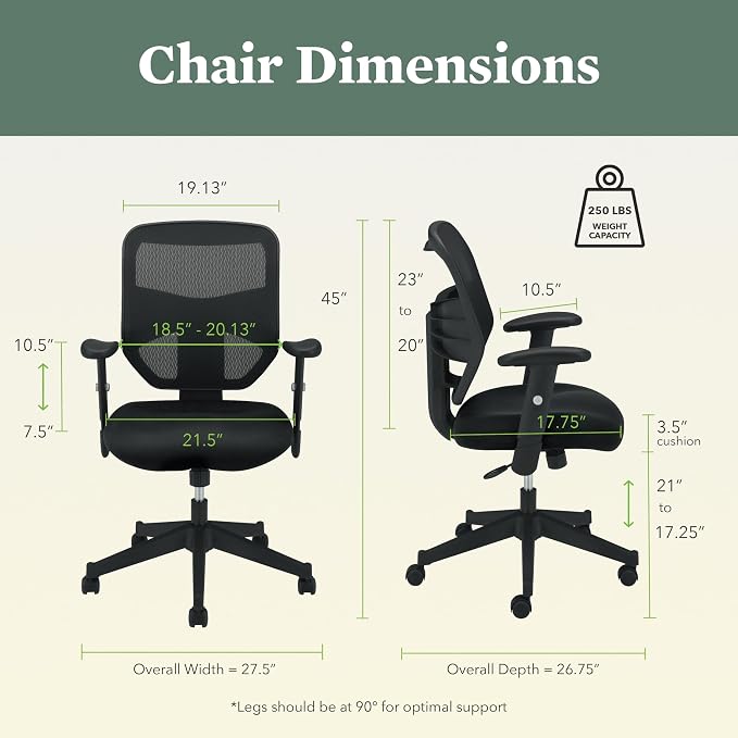 HON Prominent High Back Ergonomic Office Chair with Adjustable Center‑Tilt Recline, Height Adjustable Arms, Swivel Desk and Computer Chair for Home Office or Workstation, Black