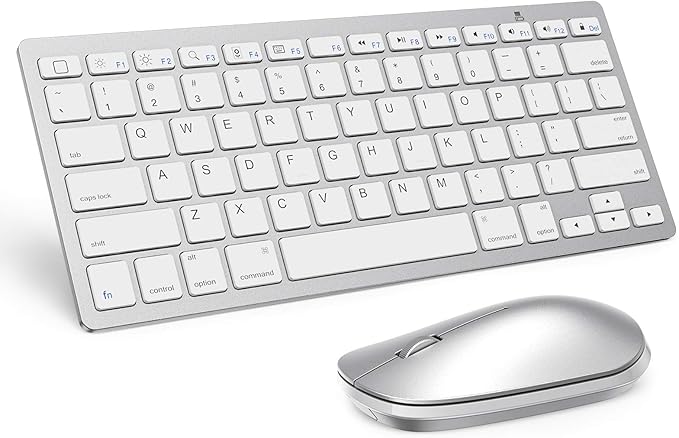 SPARIN Wireless Bluetooth Keyboard and Mouse for iPad (A16) 11th 10th Generation, iPad Air (13/11 inch), iPad Pro 13/12.9/11 inch, iPad 9th 8th Gen, iPad mini 7th -8.3 inch, Above iOS13- Silver White