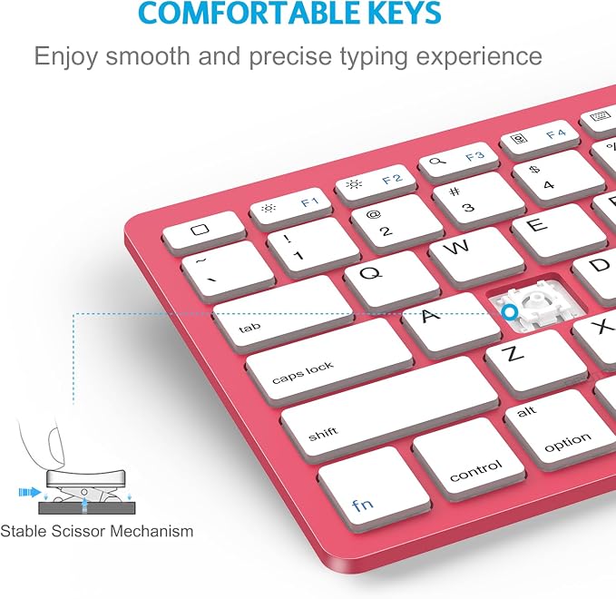 OMOTON Ultra-Slim Bluetooth Keyboard for iPad 11th/10th/9th/8th/7th, iPad Pro/Air/Mini and iPhone Series, Wireless iOS Keyboard with 12 Multimedia Keys for Office, Home, Travel, School,Red