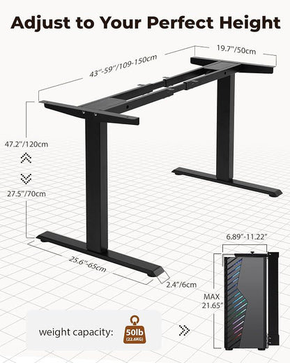 TOPSKY Dual Motor Electric Standing Desk Frame, Height Adjustable Sit Stand Base for Home Office, Fits Table Tops up to 70.8 x 31.5 Inch, 225 lb Capacity (Black, with CPU Stand) | • Dual motors support 225 lbs quietly •Height 27.6"-47.3", width 43"-59"...