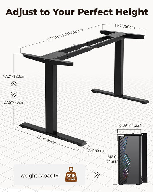 TOPSKY Dual Motor Electric Standing Desk Frame, Height Adjustable Sit Stand Base for Home Office, Fits Table Tops up to 70.8 x 31.5 Inch, 225 lb Capacity (Black, with CPU Stand) | • Dual motors support 225 lbs quietly •Height 27.6"-47.3", width 43"-59"...