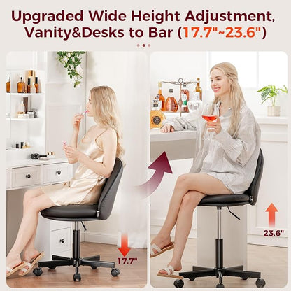 GTPLAYER Small Ergonomic Tall Office Chair, Computer Desk Chair with Wheels Versatile Height Use: Office to Bar Stools (or Standing Desk), Vanity Chair with Back PU Leather Shell Design for Gift