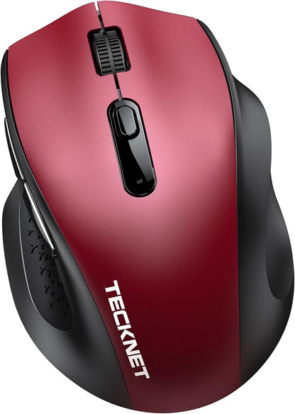 TECKNET Wireless Mouse for Laptop, (BT5.2/3.0 & 2.4G) Bluetooth Wireless Mouse, Silent Click, 5-Level Adjustable DPI, Ergonomic Portable Computer Mice for Laptop, PC, MacBook, Chromebook