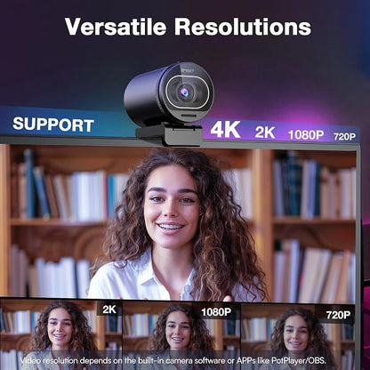 EMEET S600 4K Webcam with Tripod for Streaming - Sony 1/2.55'' Sensor, PDAF Autofocus, 1080P@60FPS, 2 Noise Reduction Mics, Built-in Privacy Cover, 73° FOV, Streaming Webcam for Product/Game/Beauty