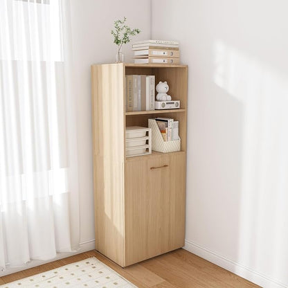 Folding Out Desk with Storage Shelves, Expandable Hidden Computer Desk, Foldable Space-Saving Pull Out Murphy Table, Writing Table with Wheels for Home Office Bedroom Small Spaces (Natural Wood.)