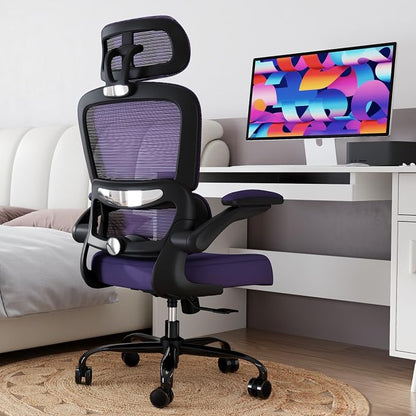 TRALT Office Chair Ergonomic Desk Chair, 330 LBS Home Mesh Office Desk Chairs with Wheels, Comfortable Gaming Chairs (Violet)