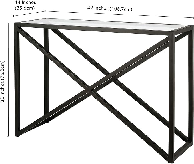 Calix 42'' Wide Rectangular Console Table in Blackened Bronze