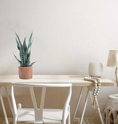 AlphaAcc 16'' Artificial Snake Plant Potted Real Looking Faux Sansevieria with Variegated Green Sword Leaves Fake Plant in Terracotta Ribbed Ceramic Pot for Home Office Desk Indoor Decor
