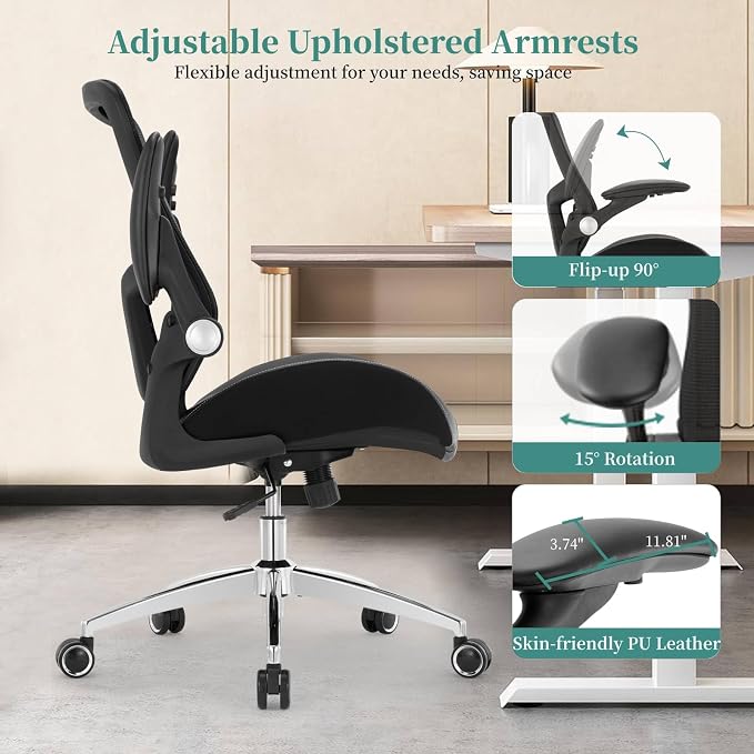 Big and Tall Office Chair 400lbs, Heavy Duty Computer Desk Chair with Wide 3D Modeling Foam Seat, Ergonomic Executive Office Chair for Heavy People with Adjustable Lumbar Support Armrests Metal Base