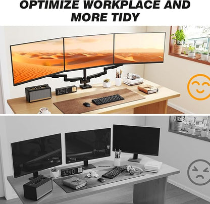 5Rcom Triple Monitor Mount Stand for 17-34 inch Computer Screens, Full Motion Monitor Dual Monitor Arms, Dual Monitor Arms Hold up to 22lbs, Gas Spring Monitor Stand, 75/100mm VESA Mount