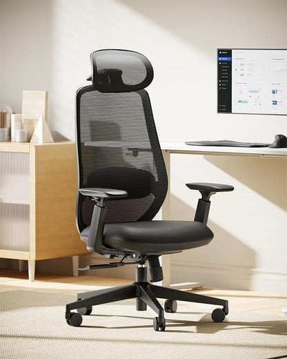 ProtoArc EC200 Ergonomic Office Chair, High-Back Mesh with Lumbar Support & Adjustable Seat Depth – Home Office Ergo Desk Chair Long-Hours Sitting for Remote Workers, Programmers - Pure Black | Lumbar Support, High-Back, Mesh Desk Chair, Home Office 8+...