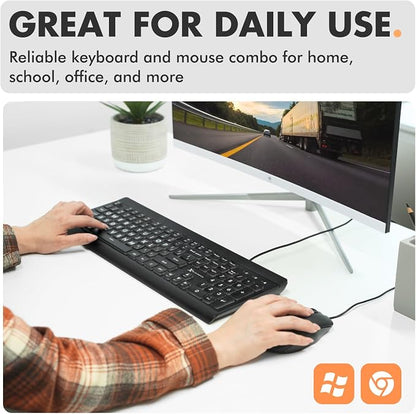 X9 Performance Wired Keyboard and Mouse Combo - Large Print Backlit Keys for Seniors, Lighted Computer Keyboard Wired, 7 LED Colors, 4 DPI Modes, USB Plug and Play for Windows PC