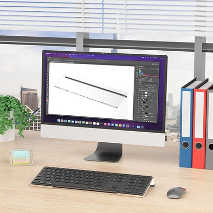 Computer Keyboard Stand Holder - Ergonomic Acrylic Keyboard Stand for Desktop Comfortable Keyboard Tray Riser with Silicone Anti-Slip Strip for Home School Office Desk Accessory 2 Pack, Clear