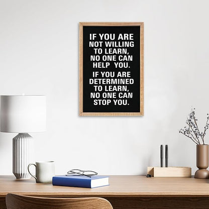 YWJKWLGS Inspirational Learn Quote Wall Art, 11x16 Framed Motivational Sign Office
