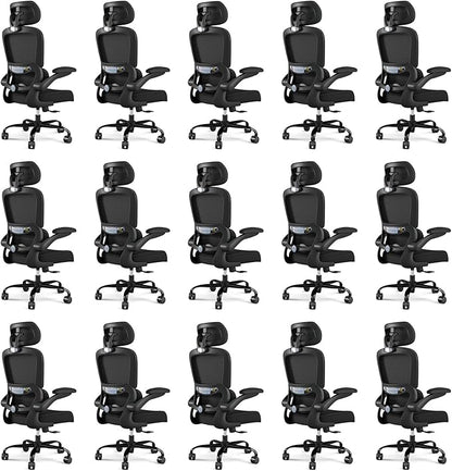TRALT Office Chair Ergonomic Desk Chair, 330 LBS Home Mesh Office Desk Chairs with Wheels, Comfortable Gaming Chairs Black Pack of 15